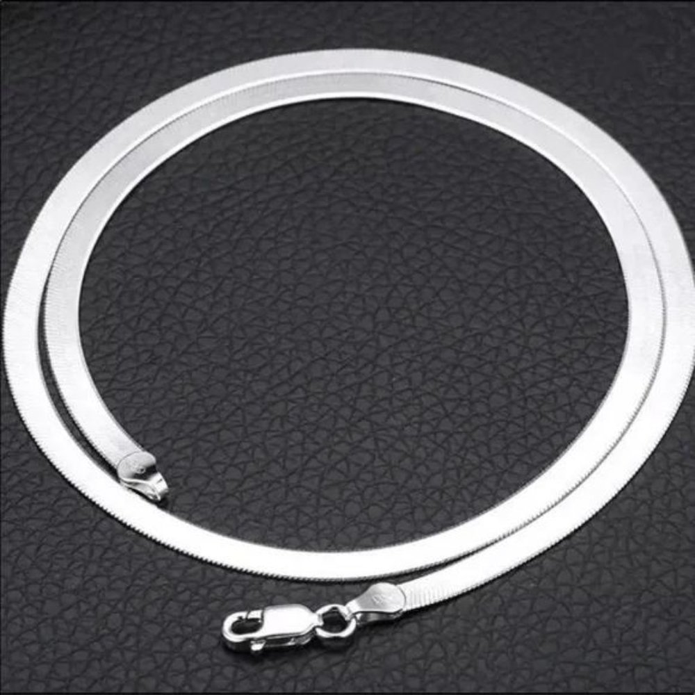 HERRINGBONE 925 STERLING SILVER NECKLACE, NICE NECKLACE, CUTE NECKLACE - Picture 2 of 5